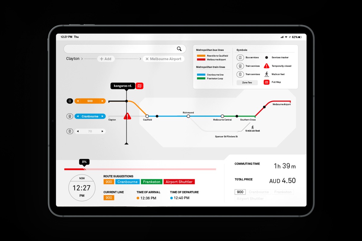 Thumbnail for Easy navigation from A to B: designing a user-centred map for Melbourne Public Transport